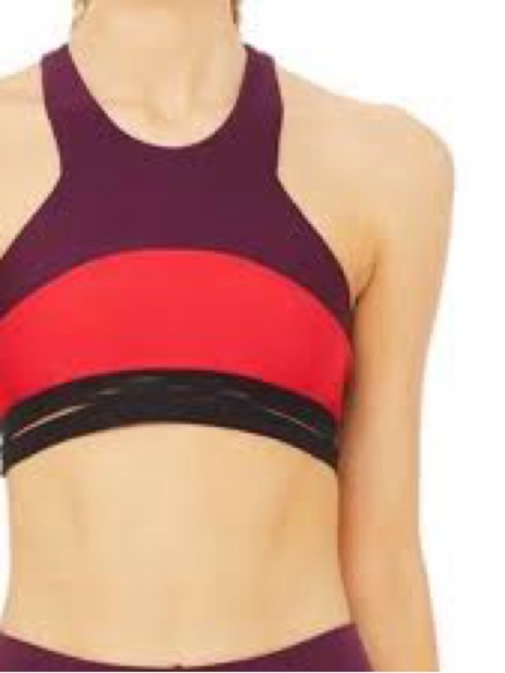 Alo Yoga Endear Sports Bra size xsmall colorblock design in plum black red
